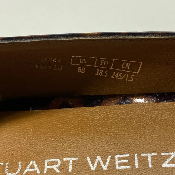 Stuart Weitzman Women’s Emilia Mary Jane Flats – Brown Tortoise Pointed Toe - Picture 12 of 16